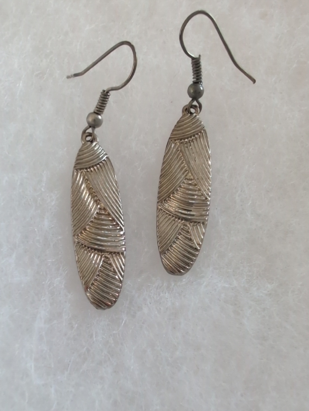 Artisan Textured Golf & Silver Oval Dangle Earrings